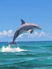 Dolphin Leaping Through the Turquoise Waves