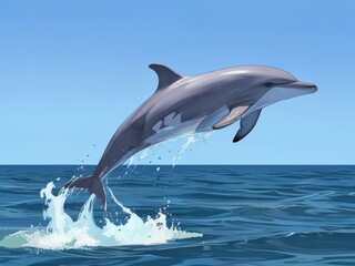 Fototapeta premium Dolphin Leaping Through the Turquoise Waves