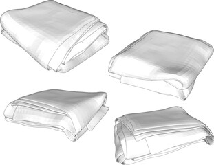 Vector sketch illustration silhouette design image of neatly folded blanket