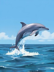 Naklejka premium Dolphin Leaping Through the Turquoise Waves