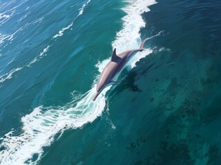 Obraz premium Dolphin Leaping Through the Turquoise Waves