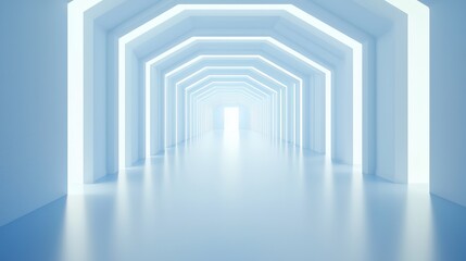 White hallway with bright light