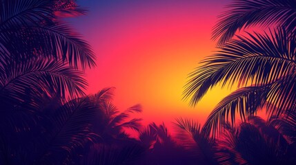 Palm Tree Silhouettes Against a Vibrant Sunset