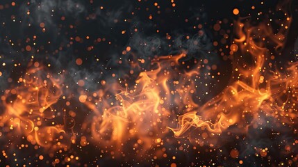 Abstract Fire and Smoke with Glittering Particles