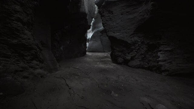 tunnel in the mountain between two rocks