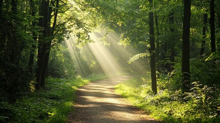 Obraz premium Sunbeams Through The Forest