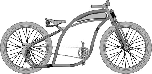 Vector sketch illustration silhouette design image of modern classic vintage ethnic modified racing bike with big wheels 