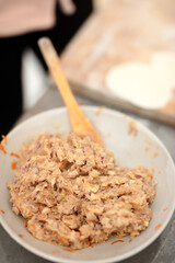 Prepared pork dumpling filling