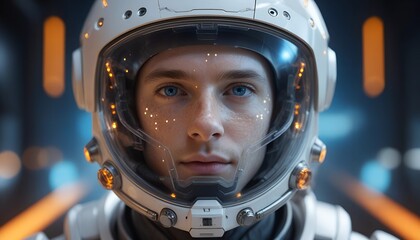 A Sci-Fi Portrait of an Astronaut with Mesmerizing Blue Eyes