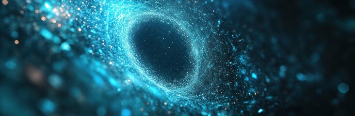 Fototapeta premium Abstract Blue Swirling Vortex with Glowing Particles