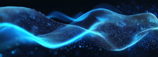 Fototapeta premium Abstract Blue Wave, Digital Art, 3D Render