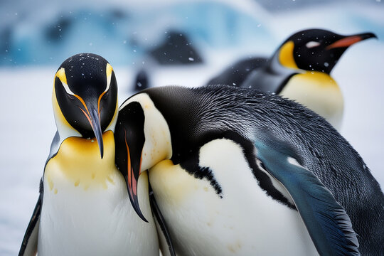 A pair of sorrowful emperor penguin
