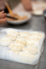 Making traditional Chinese food dumplings