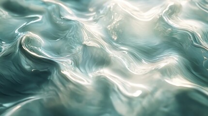 Obraz premium Abstract Teal and White Liquid Surface with Ripples and Reflections