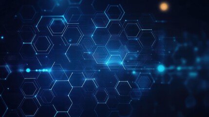 Fototapeta premium Abstract Blue Hexagon Pattern Digital Background