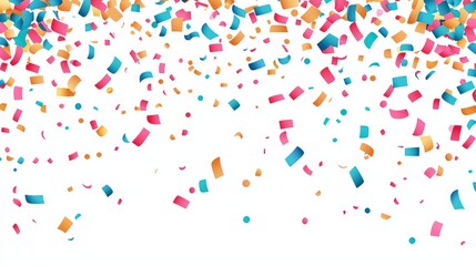 Colorful confetti falls.