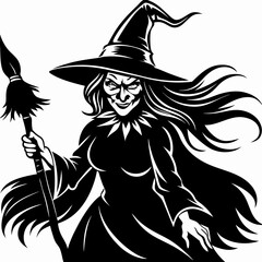 Witch silhouette vector illustration 