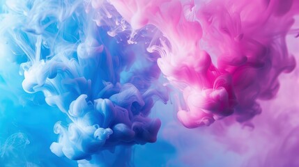 Abstract colorful smoke patterns in blue and pink.