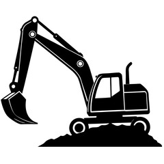 Excavator silhouette isolated on a white background 

