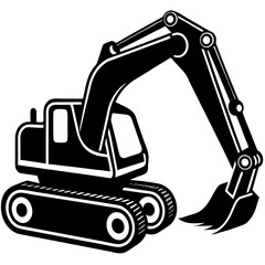 Excavator silhouette isolated on a white background 
