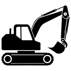 Excavator silhouette isolated on a white background 
