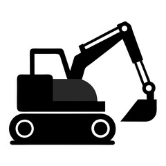 Excavator silhouette isolated on a white background 
