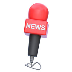 3d icon Reporter Microphone, 3d illustration, 3d element, 3d rendering.