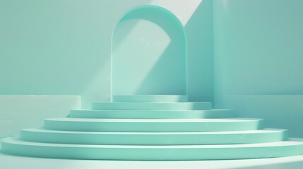 Minimalist Mint Podium Showcasing Pastel in Professional Photography