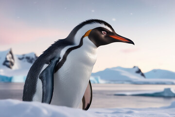 Obraz premium Profile of gantoo penguin