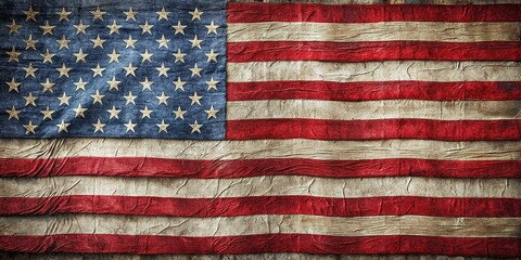 Obraz premium American flag wall art decoration detailed model with realistic texture and fabric folds