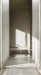 Fototapeta premium Minimalist Hallway with Sunlight Streaming Through Doorway