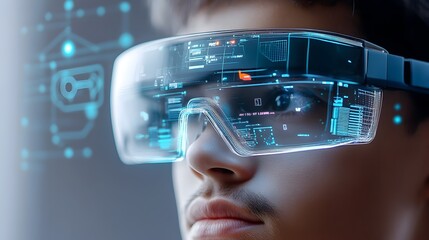 Fototapeta premium Augmented Reality Glasses Displaying Futuristic Interactive Digital Content