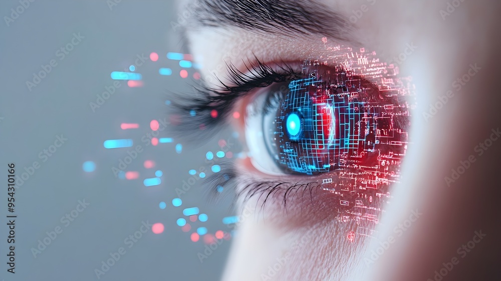 Poster Biometric Eye Scan with Digital Security Elements for Authentication