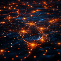 Fototapeta premium Abstract Network Connection with Glowing Lights