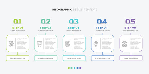 Timeline infographic with info chart. Modern presentation template with 5 steps for business process. Website template on white background for concept modern design.
