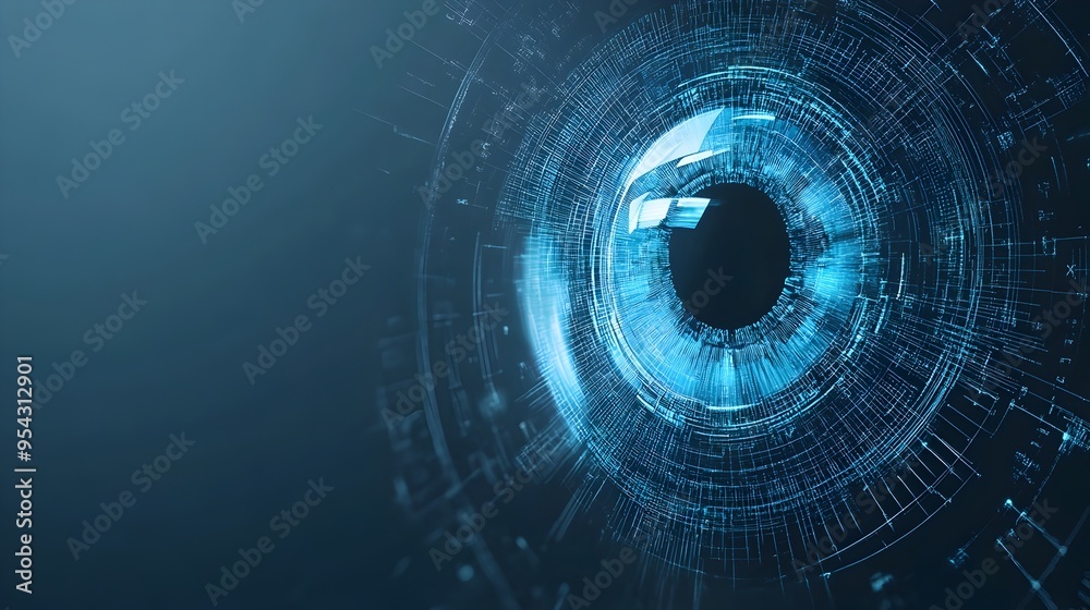 Poster Futuristic Biometric Eye Scan for Digital Security Authentication