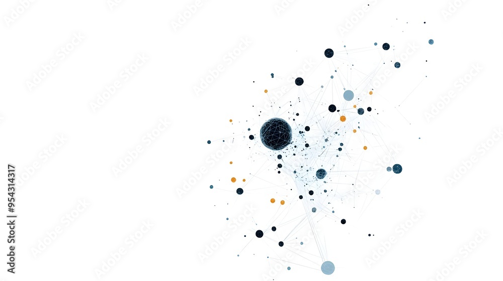 Aufkleber Neural Network Visualization with Interconnected Nodes Symbolizing Learning