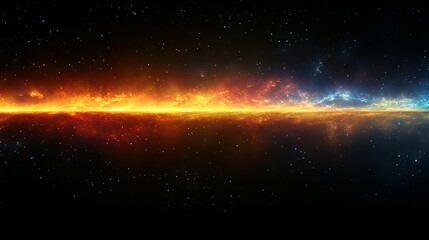 Fototapeta premium Starry Night Sky with a Horizontal Band of Fire and Blue Light