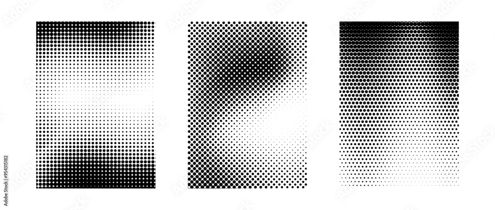 Poster grunge halftone gradient background set. white and black grit sand noise texture collection. retro d