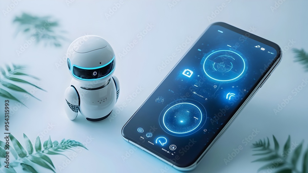 Poster Smartphone Displaying Virtual Assistant with Features for Seamless Digital Interactions