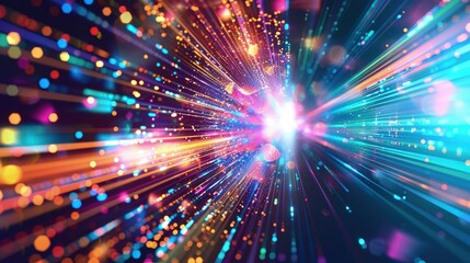 Fototapeta premium A vibrant explosion of light and color representing energy and motion.