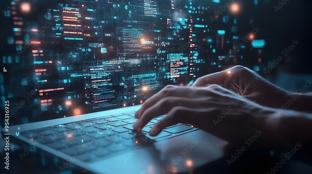 Poster Typing on Futuristic Holographic Keyboard with Virtual Data Floating