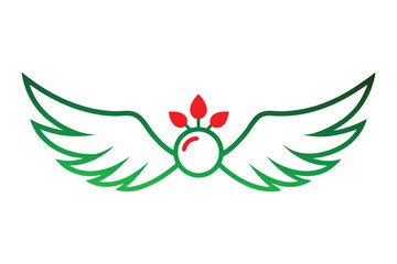 Christmas angel wings vector line art, clipart illustration with isolated on white background