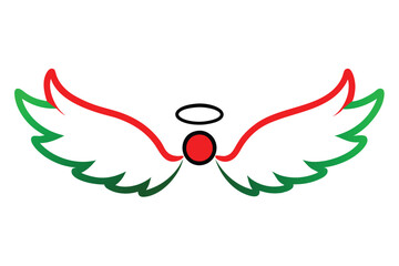 Christmas angel wings vector line art, clipart illustration with isolated on white background