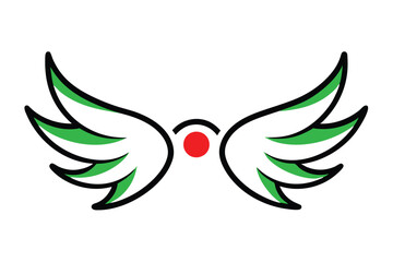 Christmas angel wings vector line art, clipart illustration with isolated on white background