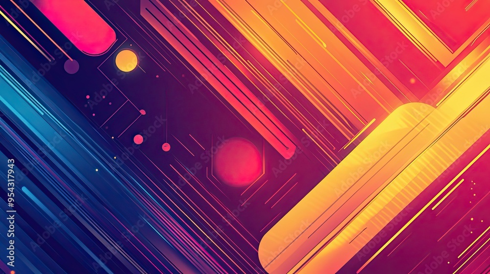 Poster abstract geometric pattern with diagonal lines and rounded shapes