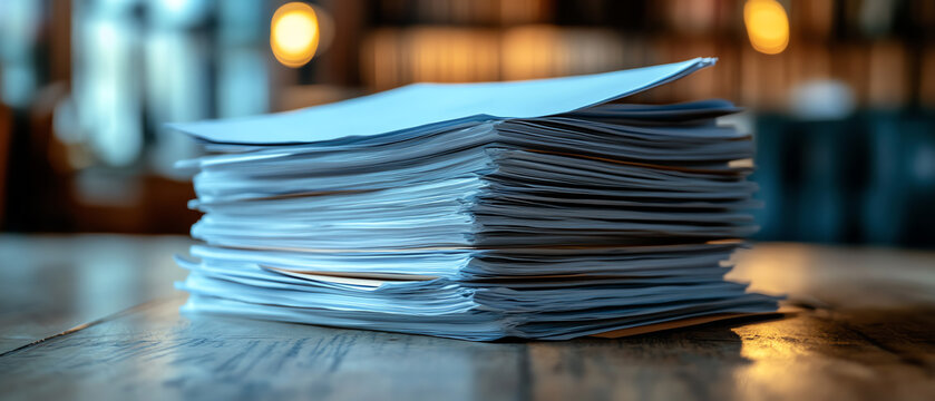 A stack of papers with a summary page on top, highlighting the result of a detailed assessment and analysis process, symbolizing thorough review and conclusion