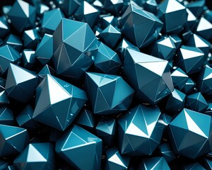 Obraz premium Abstract 3d rendering of chaotic surface. Contemporary background with futuristic polygonal shape. Distorted low poly object with sharp