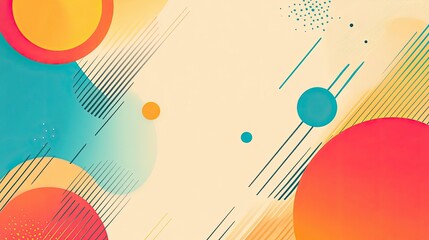 Abstract Background with Overlapping Circles, Lines, and Dots