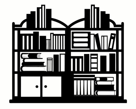 recommend clip art: Bookshelf Black silhouette illustration